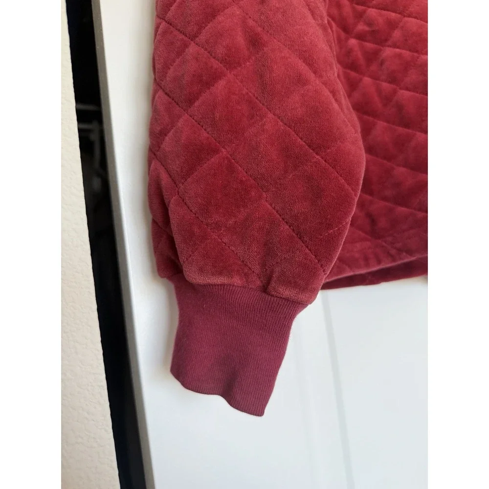 Sonia Rykiel Burgundy Quilted‎ Cropped Cotton Button Jacket Size M Rare